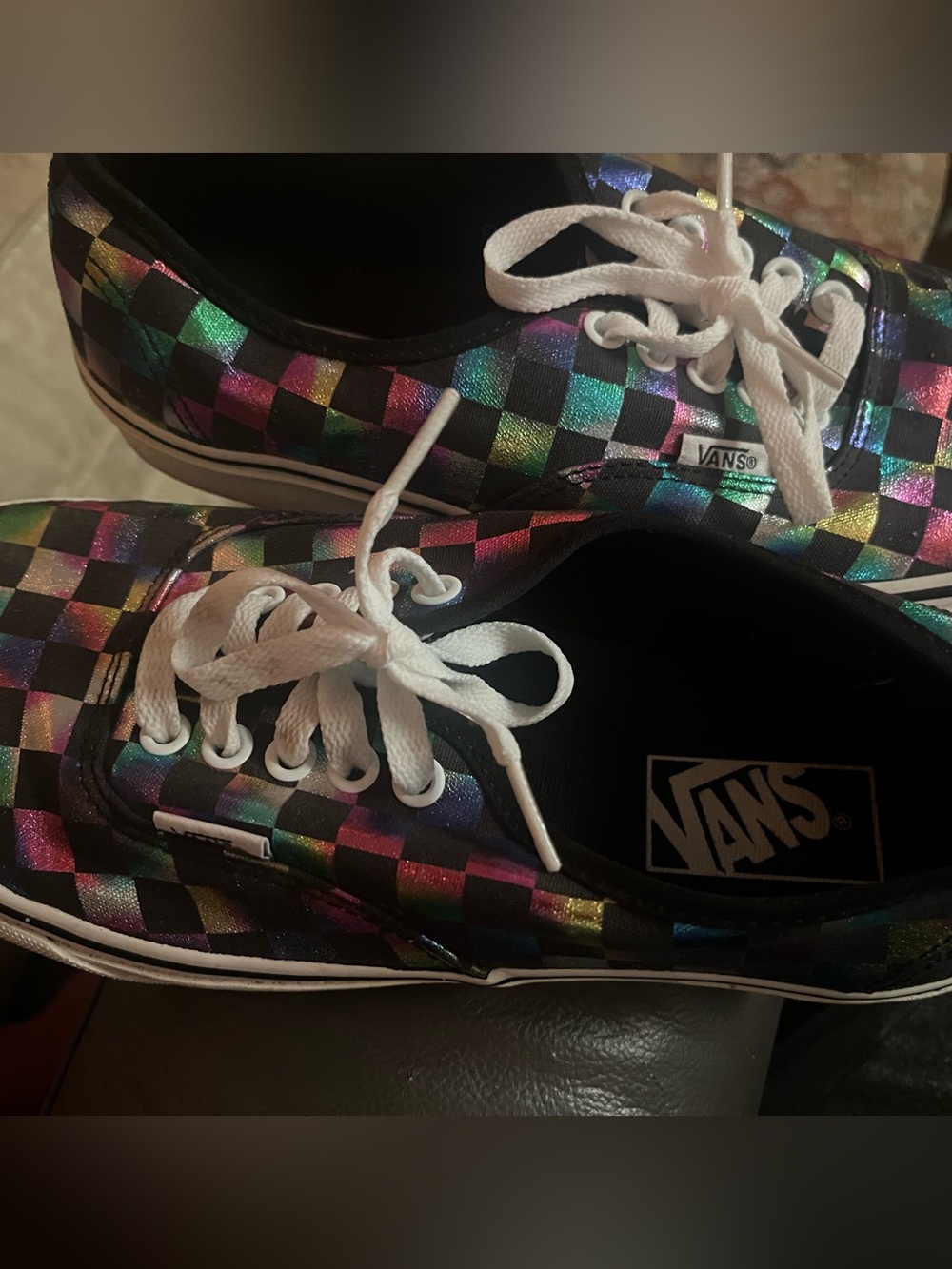 Vans Metallic Rainbow Checkerboard Low-Top Sneakers - Black & Multicolor